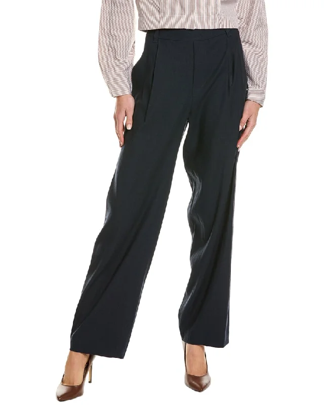 Plus-Size Women's Garments Vince Straight Leg Pull-On Linen-Blend Pant