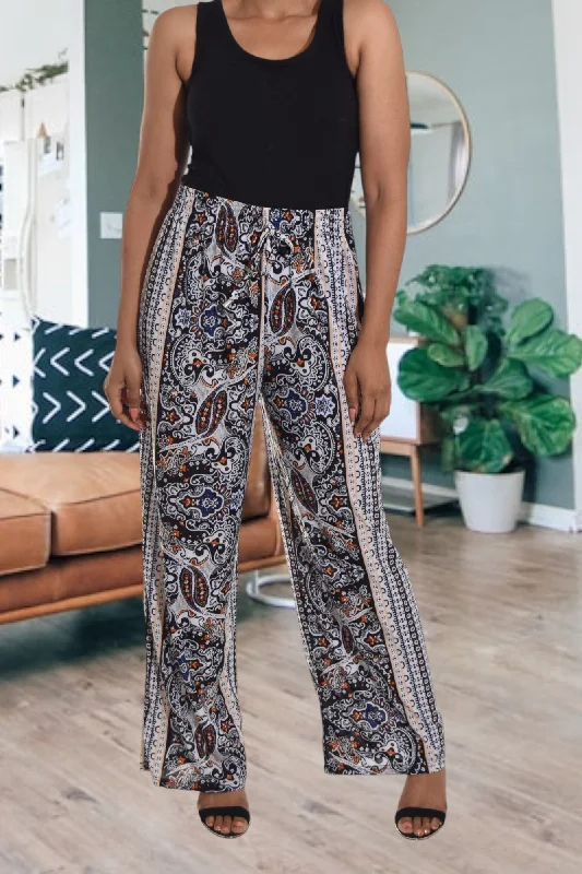 Women's Evening Apparel White Patterned Pants