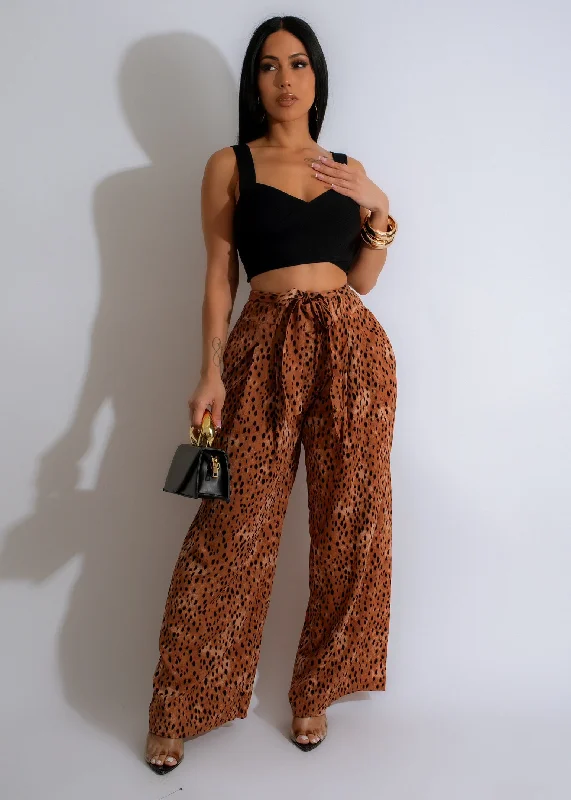 Women's Vacation Outfit Set Wild Thought Pant Brown