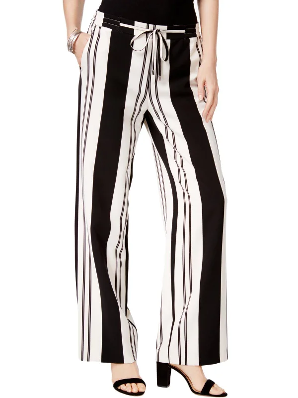 Women's Apparel And Garments Womens Striped Tie Front Wide Leg Pants