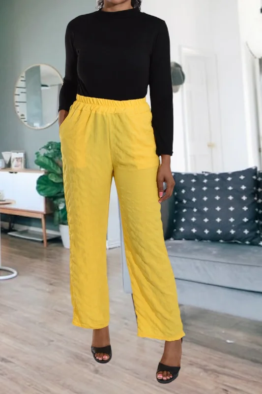 Charming Women's Garments Yellow Pocket Pants