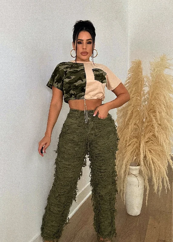 Women's Loungewear Clothes Your Better Camo Ripped Pant